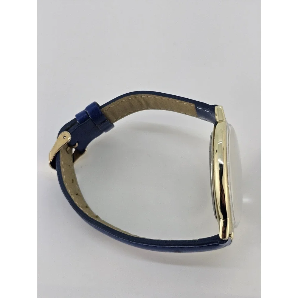 Versales Women's Watch 44MM Cream‎ Dial Blue Faux Leather Bands NEW Battery